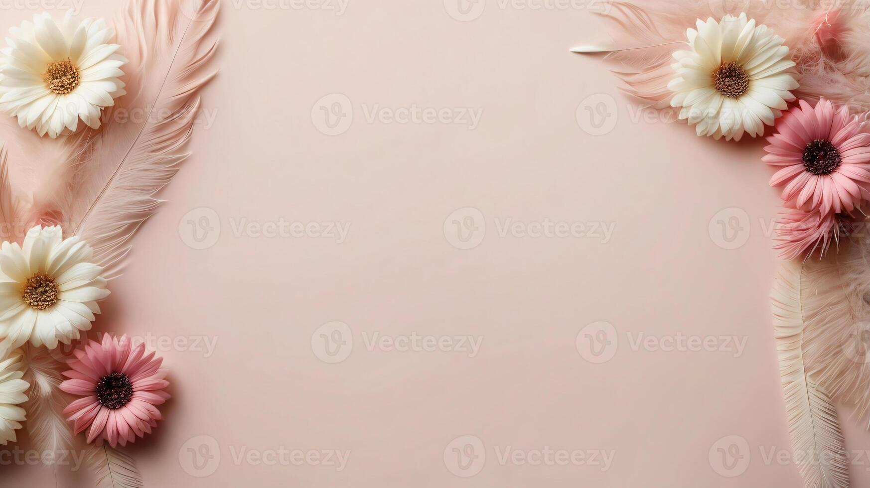 flowers and leaves creative frame on a background. Top view, flat lay. Floral composition and design photo