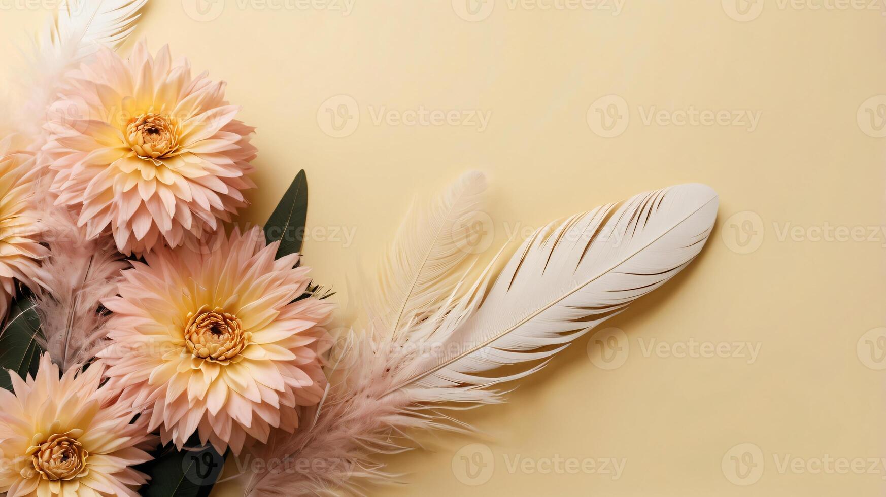 flowers and leaves creative frame on a background. Top view, flat lay. Floral composition and design photo