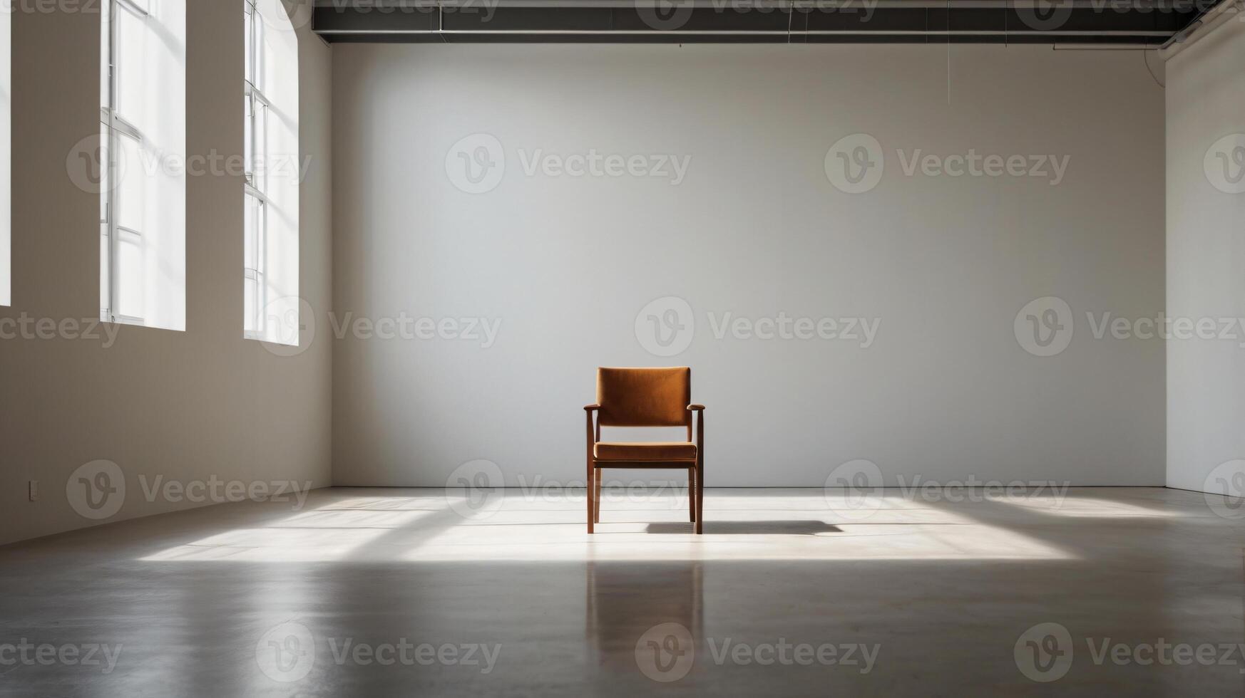 Mockup of a modern minimalist house with an accent chair on a wall background. Flat lay, copy space photo