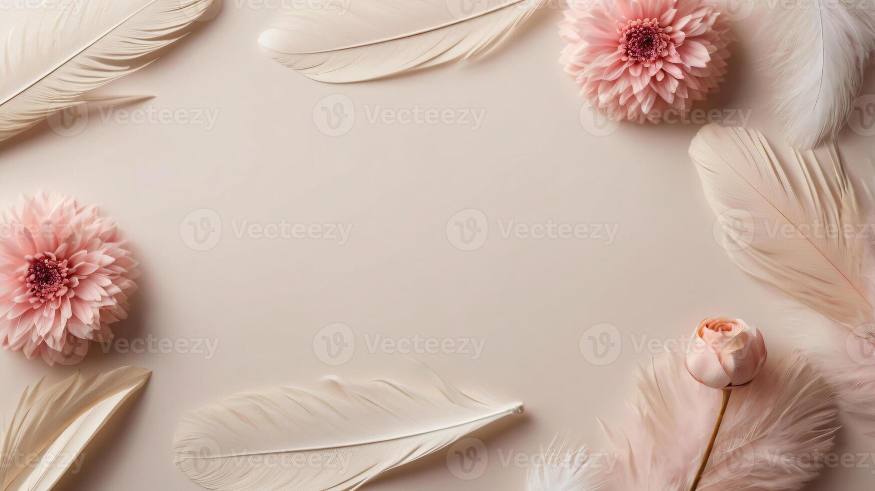 flowers and leaves creative frame on a background. Top view, flat lay. Floral composition and design photo