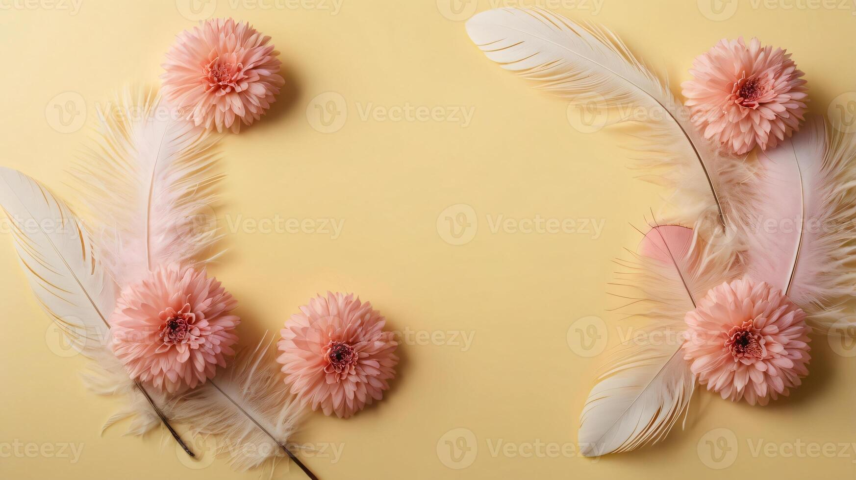 flowers and leaves creative frame on a background. Top view, flat lay. Floral composition and design photo