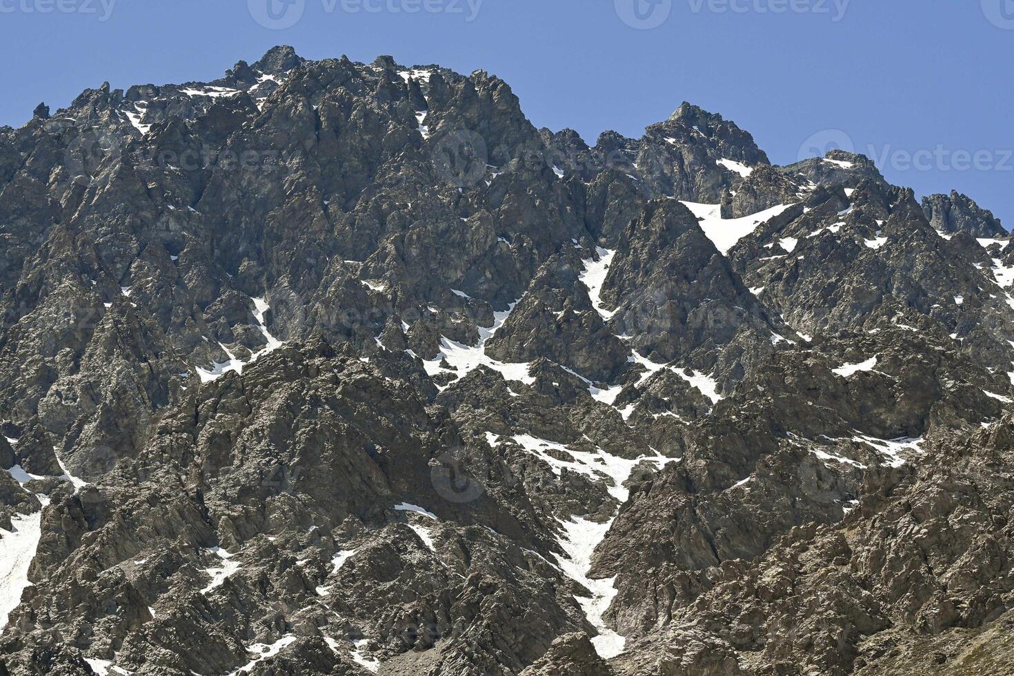 View of mountains in the Andes mountain range near Portillo in summer photo