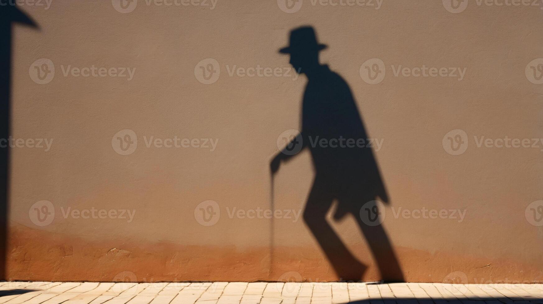 Grunge rough concrete wall with tree shadows on asphalt. Background for copy space. photo