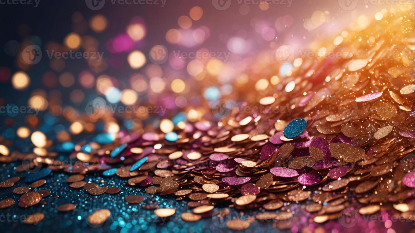 Festive twinkle glitters background, abstract sparkle backdrop. glittering sparks with glow effect photo