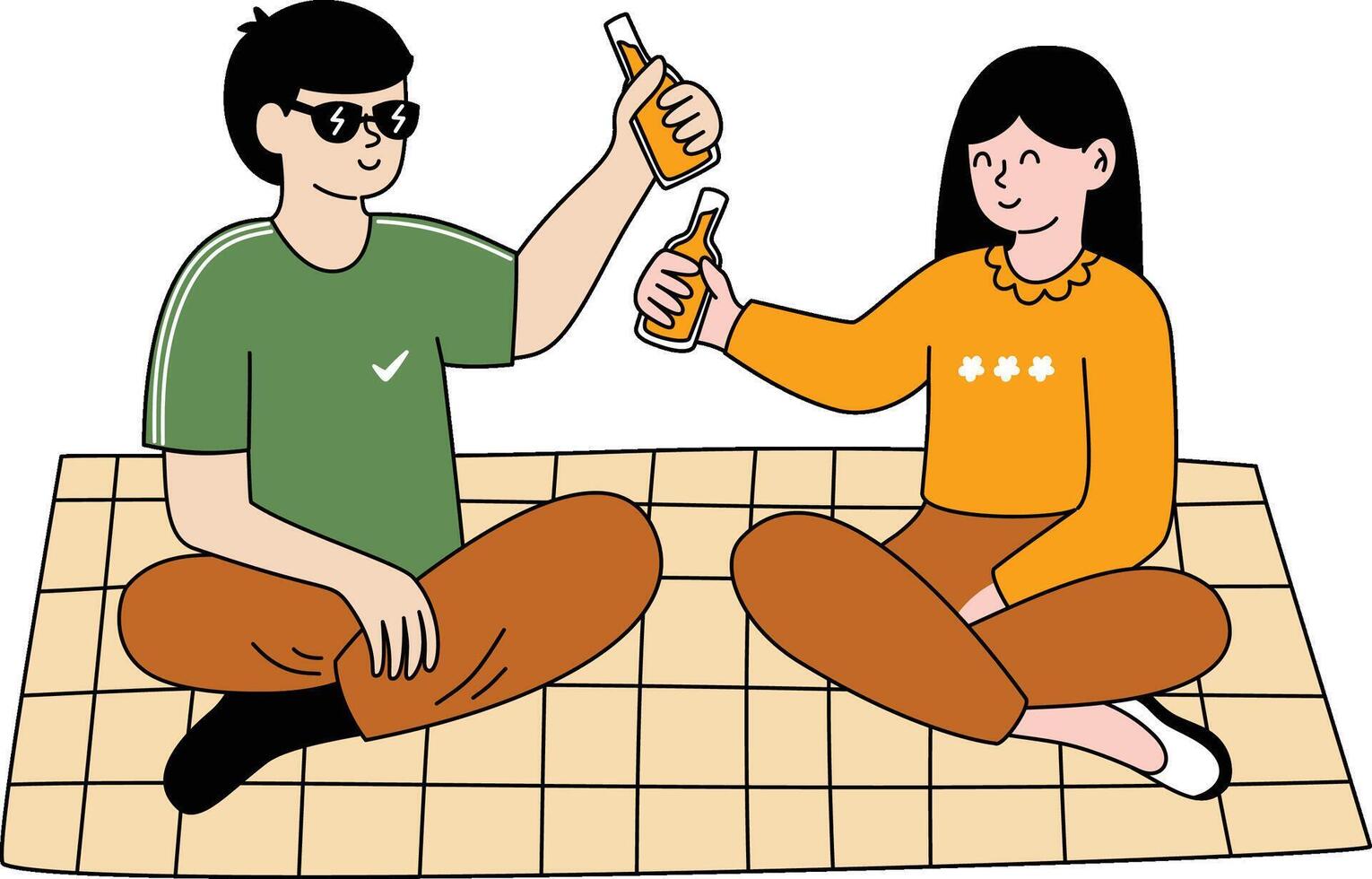 Couple Picnic Cheers Moment vector