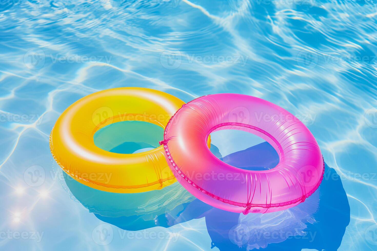 inflatable rings floating on the water in a pool photo