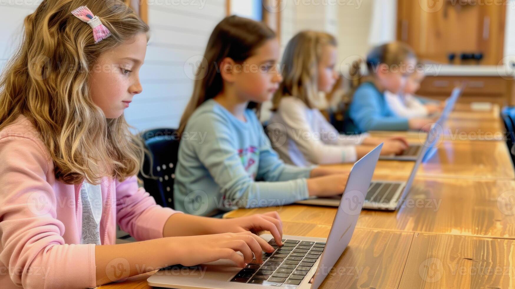 school glass in e-learning with laptops in school photo