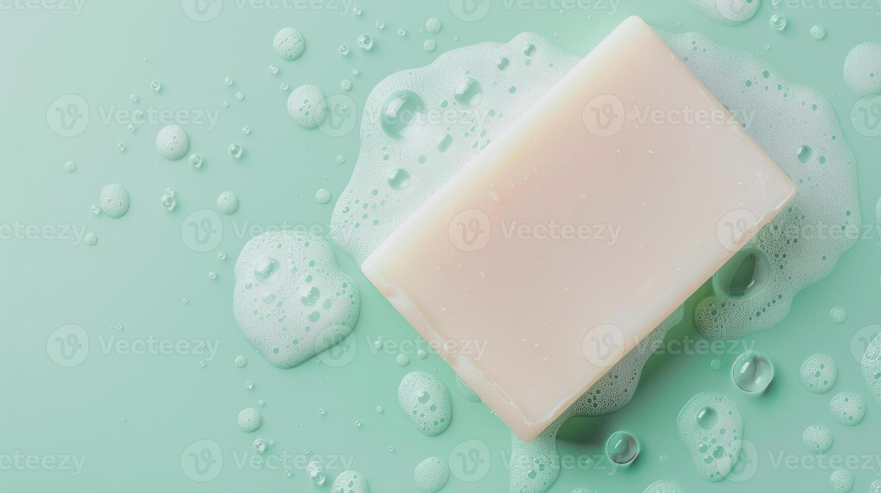 piece of soap on light green background photo
