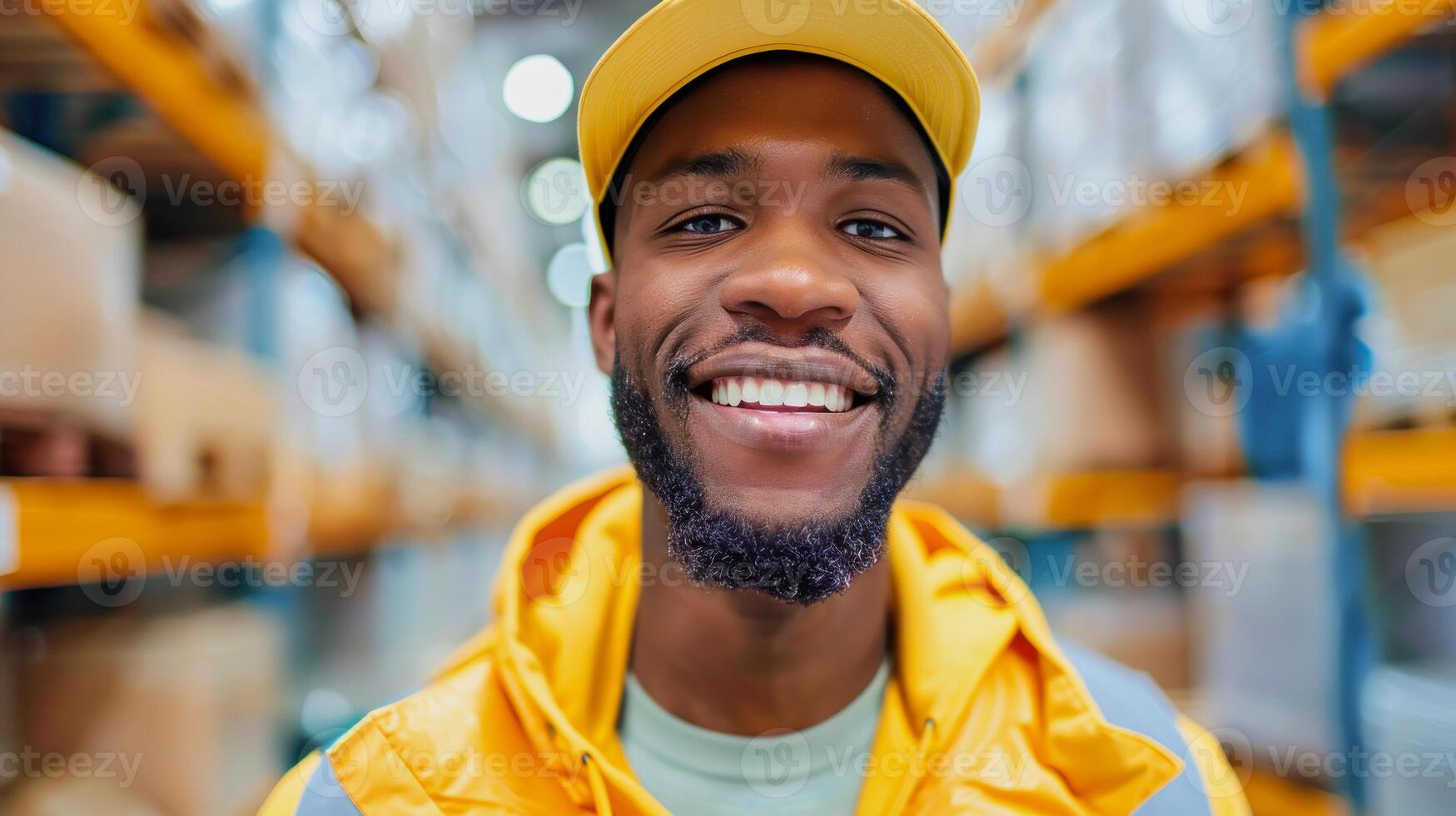 warehouse worker in front of storage photo