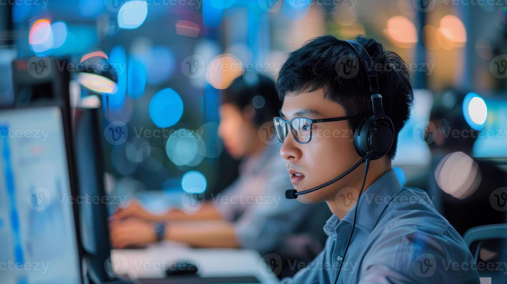 call center agent, chinese man photo