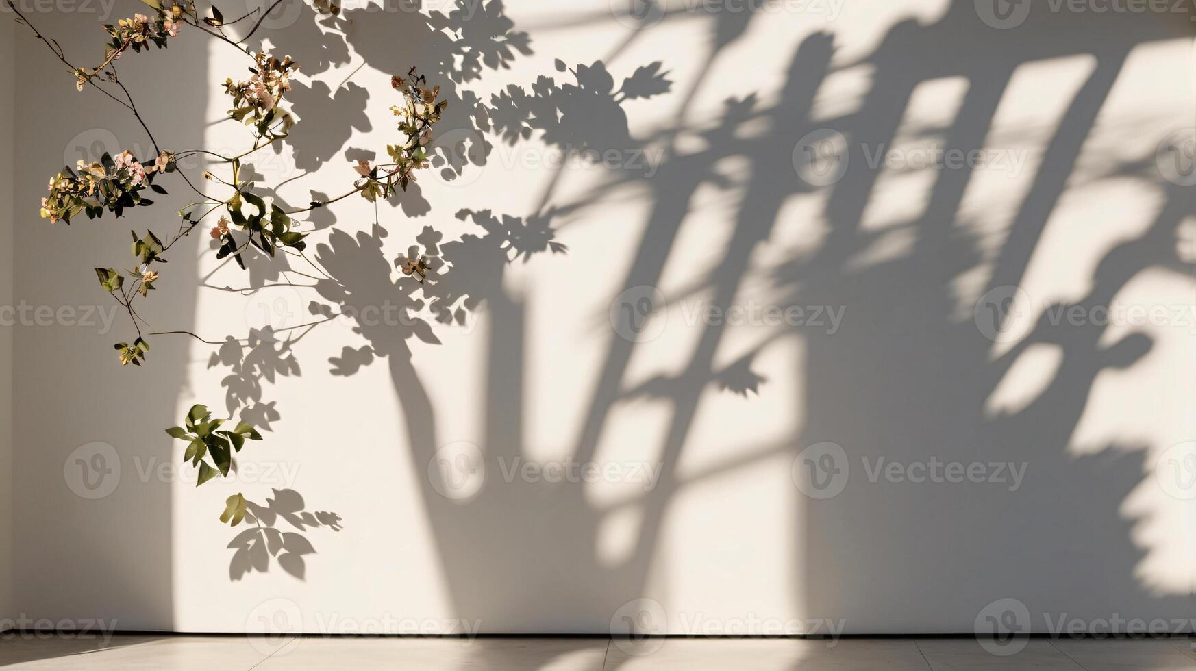 Background with flower field shadow during golden hour, copy space photo