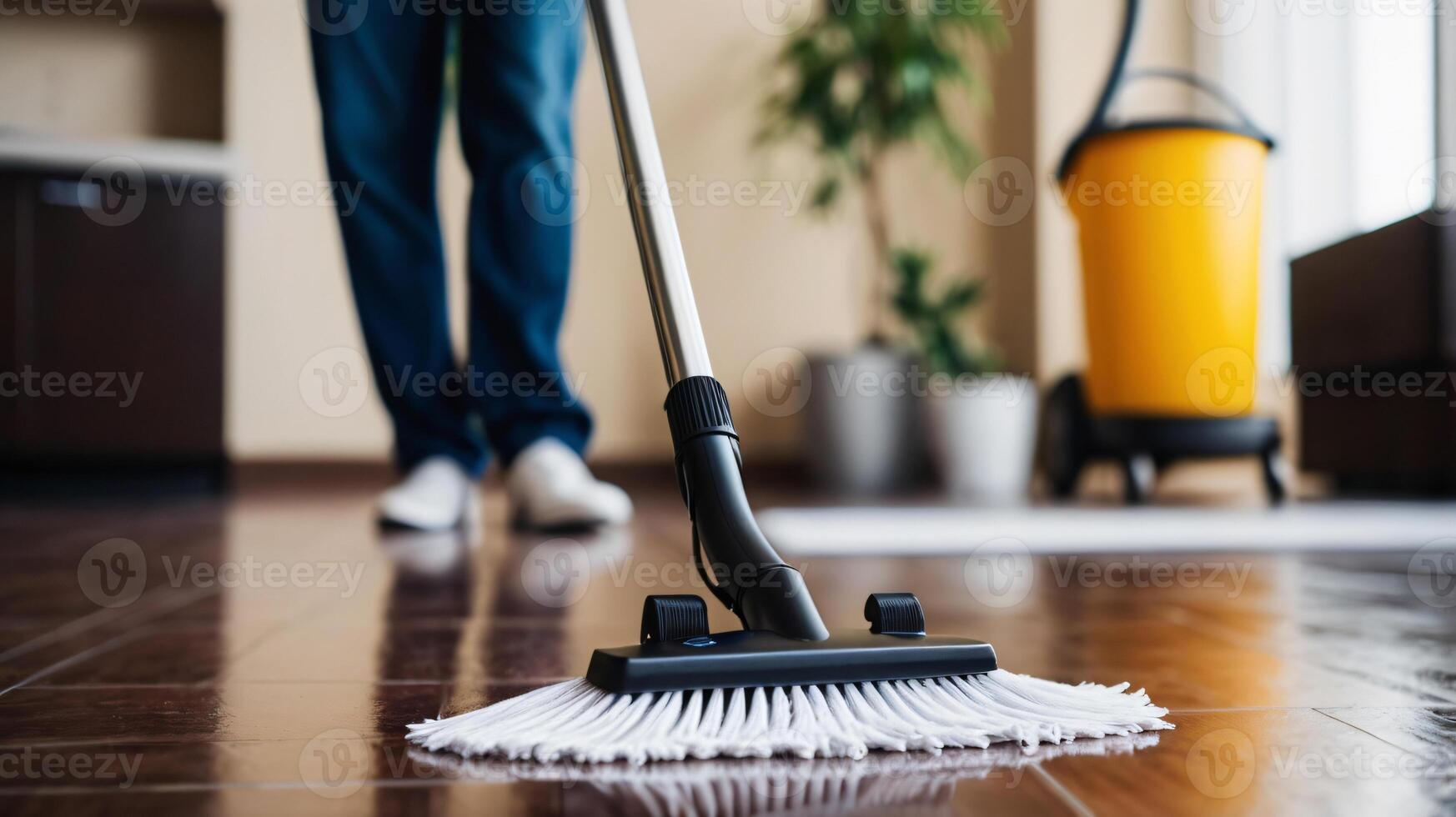 cleaning process with a mopcleaner close-up. space for text, copy space, service, Labor Day photo