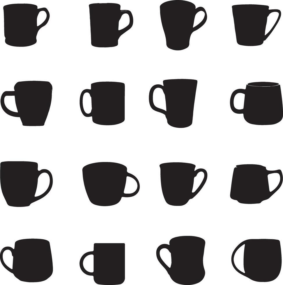 a collection of coffee cups and mugs vector