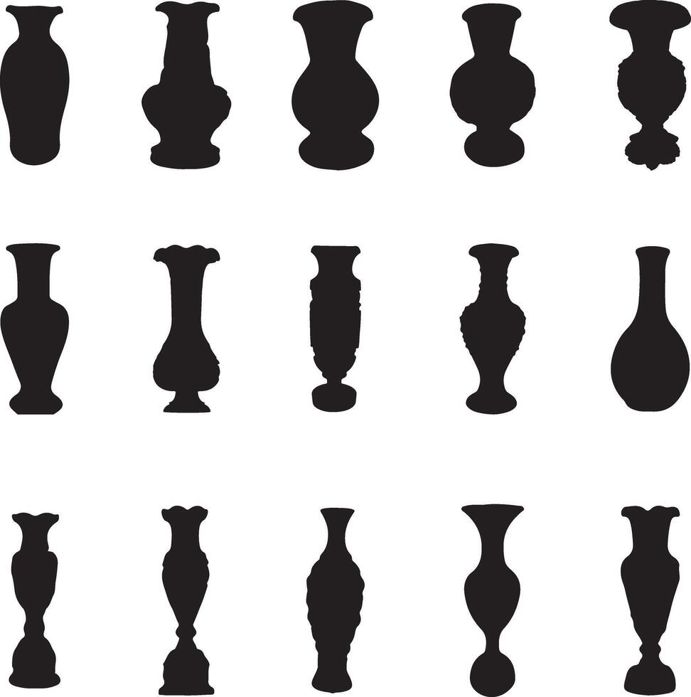 silhouettes of vases on a white background vector