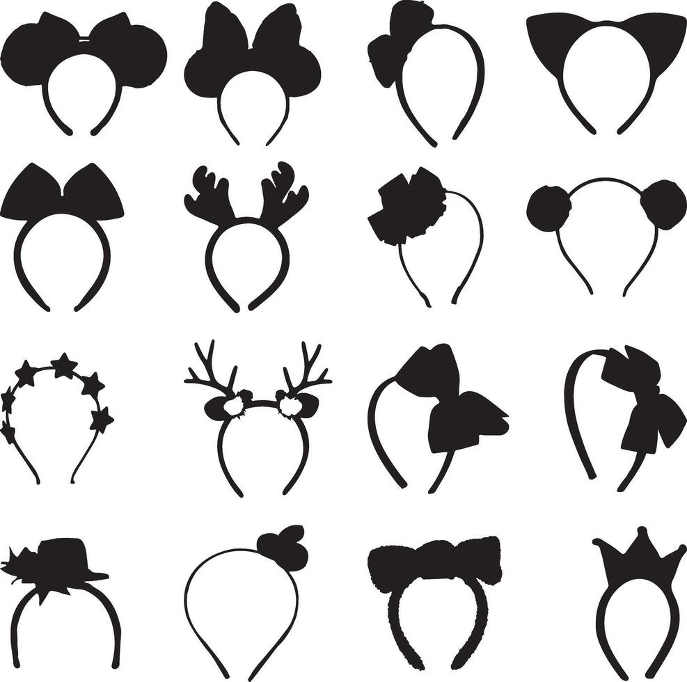 a set of different headbands and bows vector