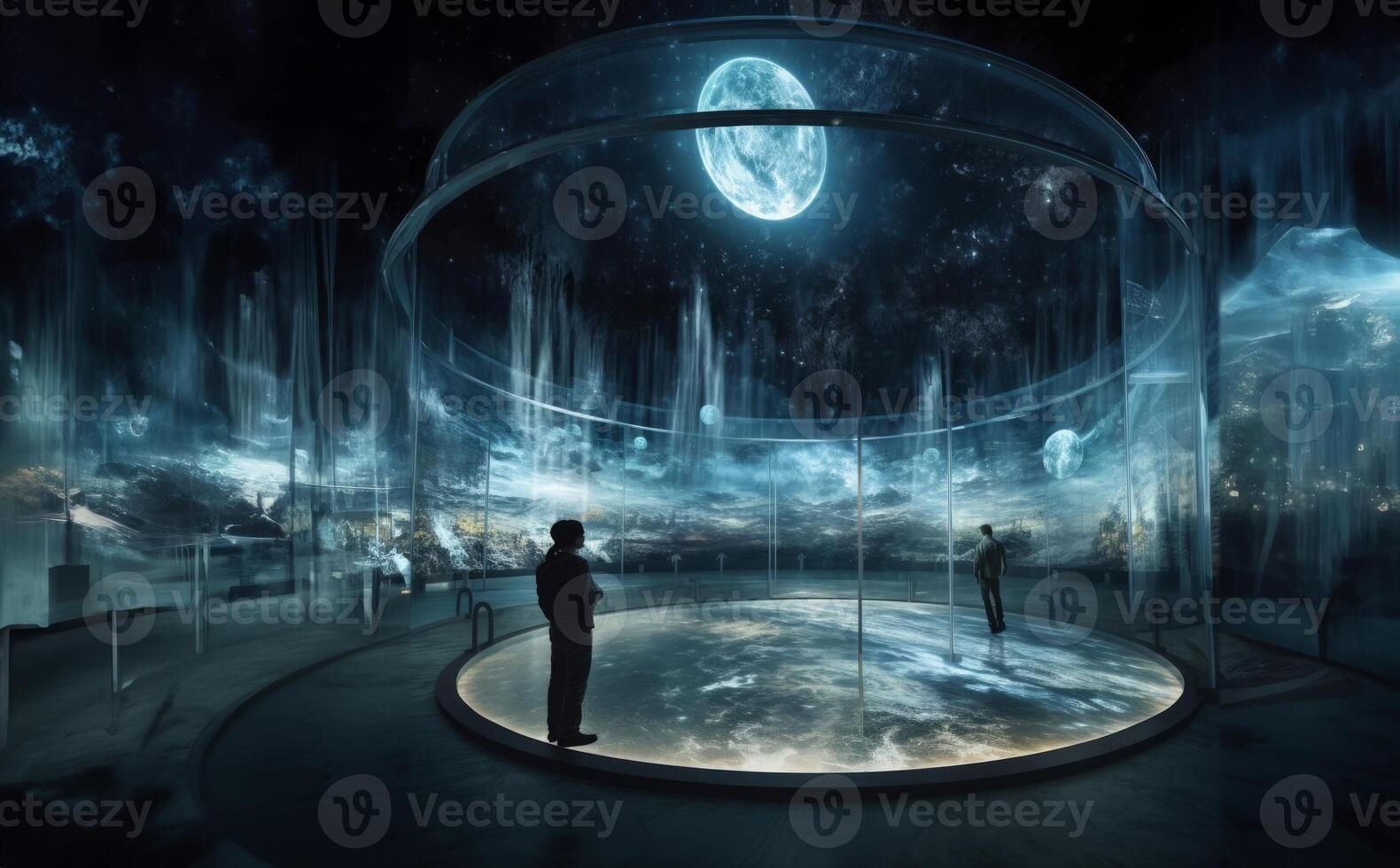 In a futuristic museum, holograms vividly depict the history of the country, showcasing its evolution and the profound changes it has undergone over time.Generated image photo