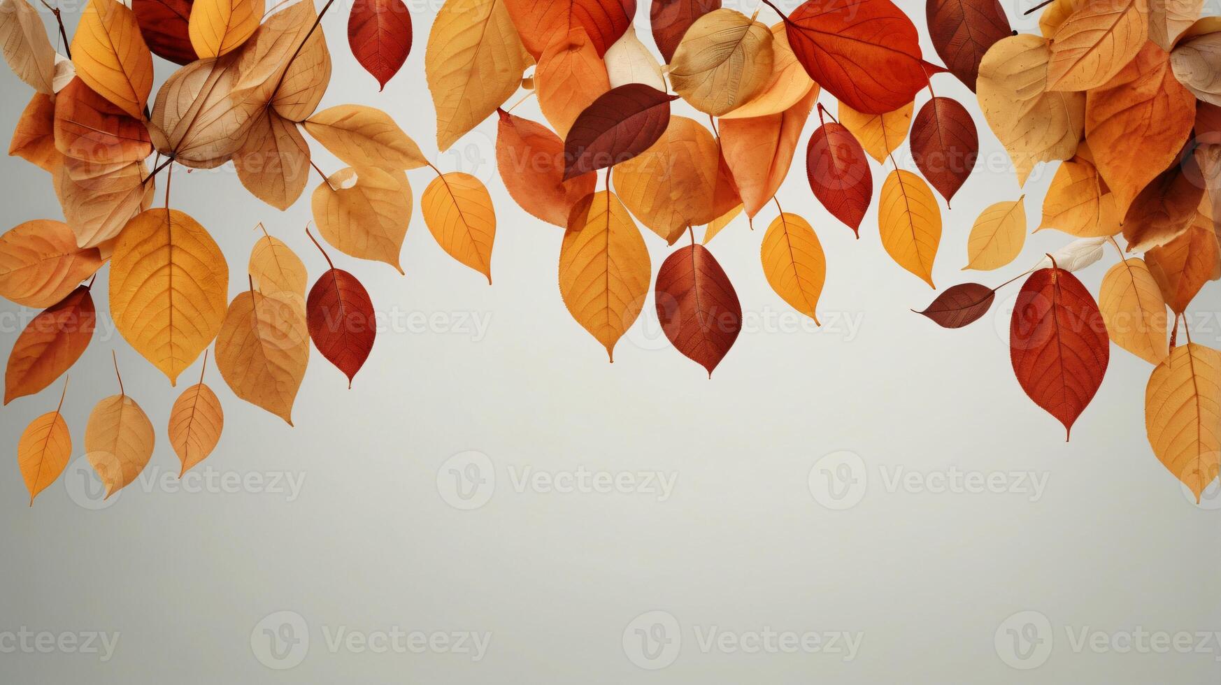 Branches of colorful autumn leaves isolated on a white background. Copy space photo