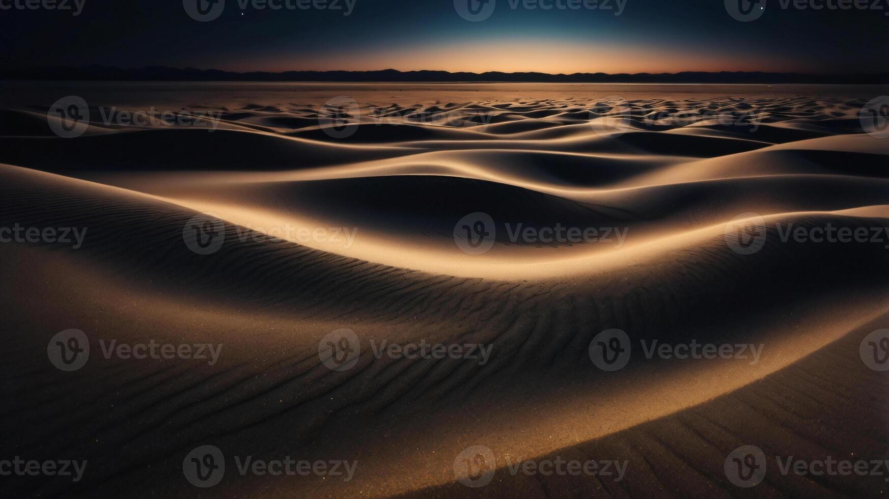 Beautiful sand dunes in the Sahara desert with amazing cloudy sky, background, copy space photo