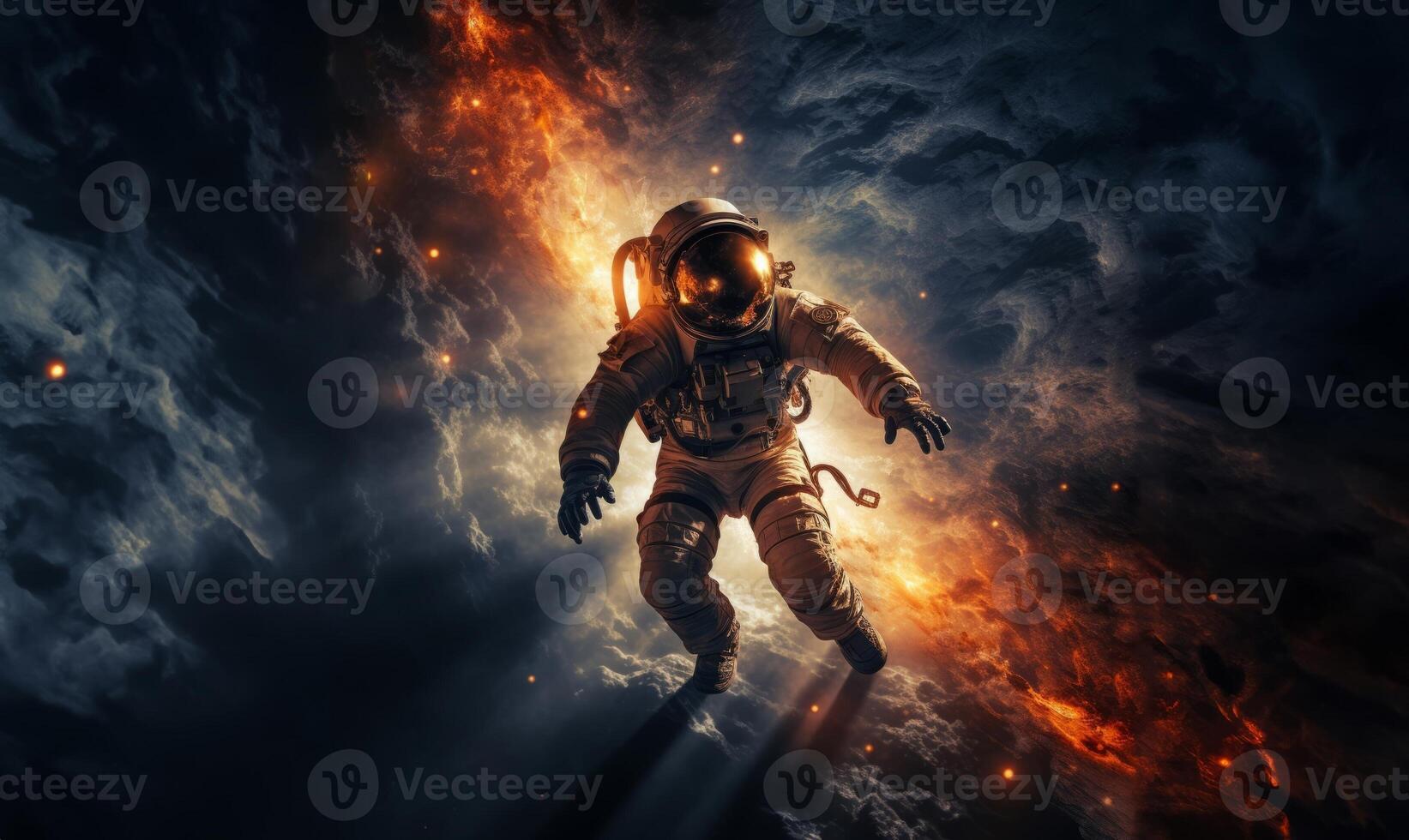 an astronaut and their team exploring mysterious and adventurous locations in space, embarking on a cosmic journey to uncover the wonders and mysteries of the universe.Generated image photo