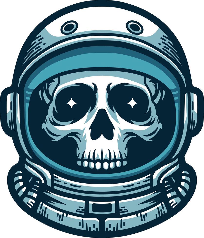 Astronaut skull head hand drawn illustrations vector