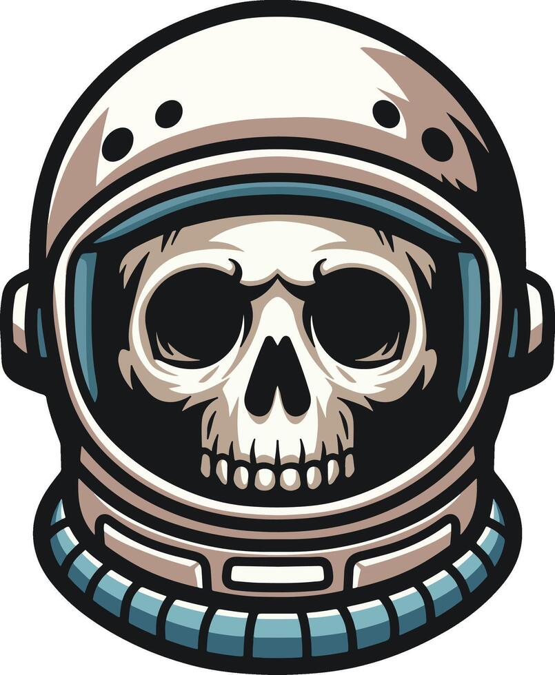 Astronaut skull head hand drawn illustrations vector