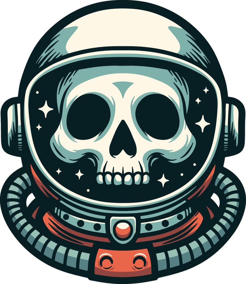 Astronaut skull head hand drawn illustrations vector