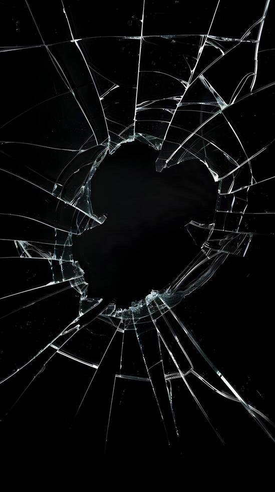 destrozado vaso con intrincado fracturas en negro antecedentes foto