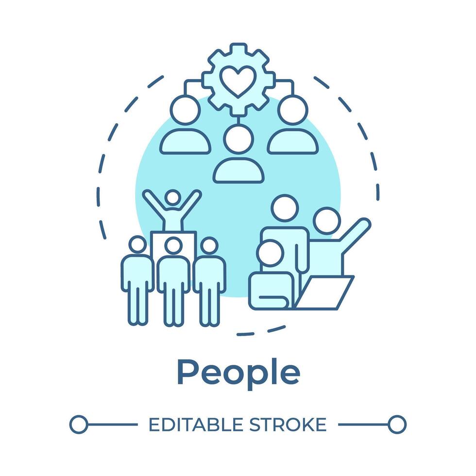 People soft blue concept icon. PPT framework. Teamwork. Human resources. Social connection. Group activities. Round shape line illustration. Abstract idea. Graphic design. Easy to use in article vector