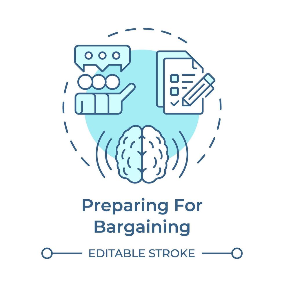 Preparing for bargaining soft blue concept icon. Labor union, employment policies. Round shape line illustration. Abstract idea. Graphic design. Easy to use in infographic, presentation vector
