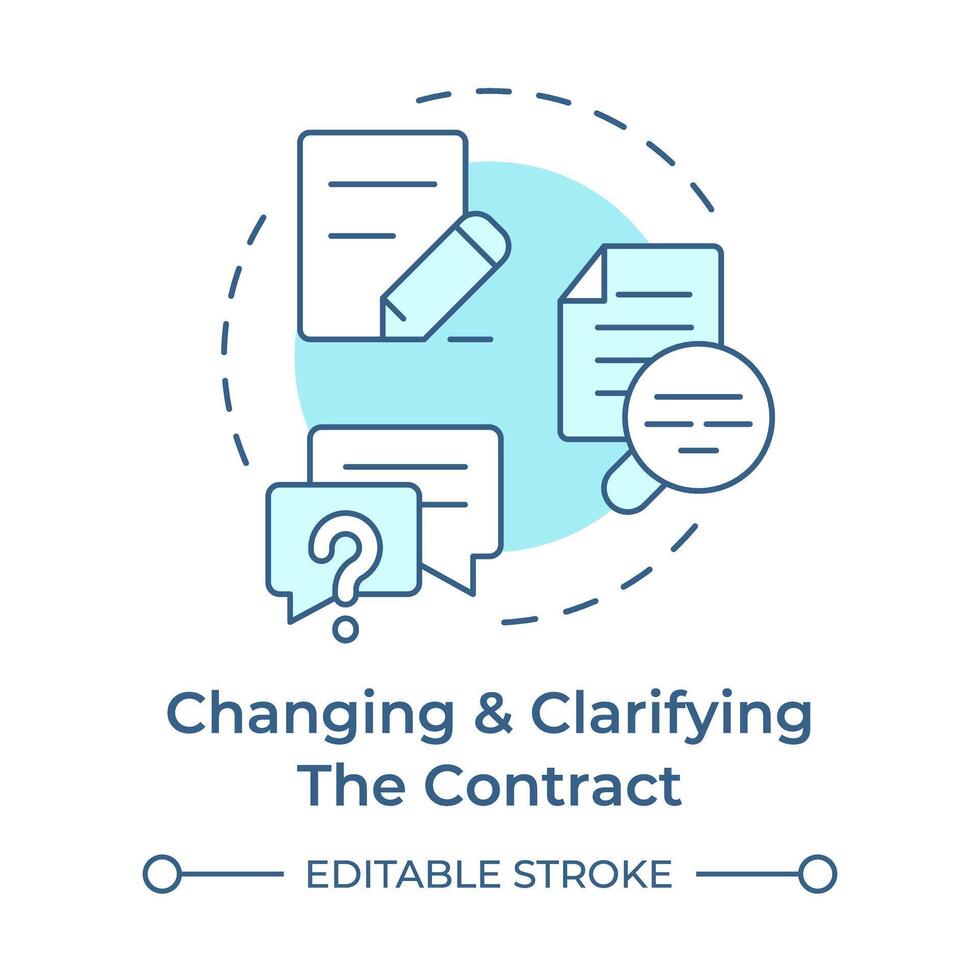 Changing and clarifying the contract soft blue concept icon. Employment terms, agreement negotiation. Round shape line illustration. Abstract idea. Graphic design. Easy to use in infographic vector