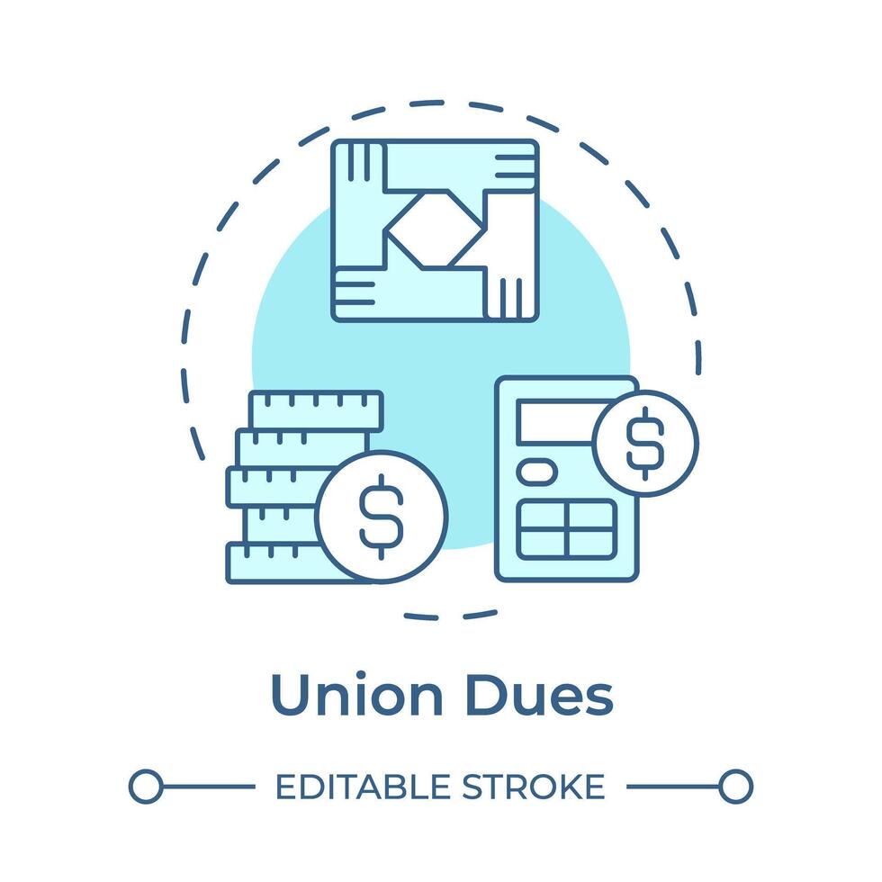 Union dues soft blue concept icon. Payment practice, salary. Financial profit, income. Round shape line illustration. Abstract idea. Graphic design. Easy to use in infographic, presentation vector