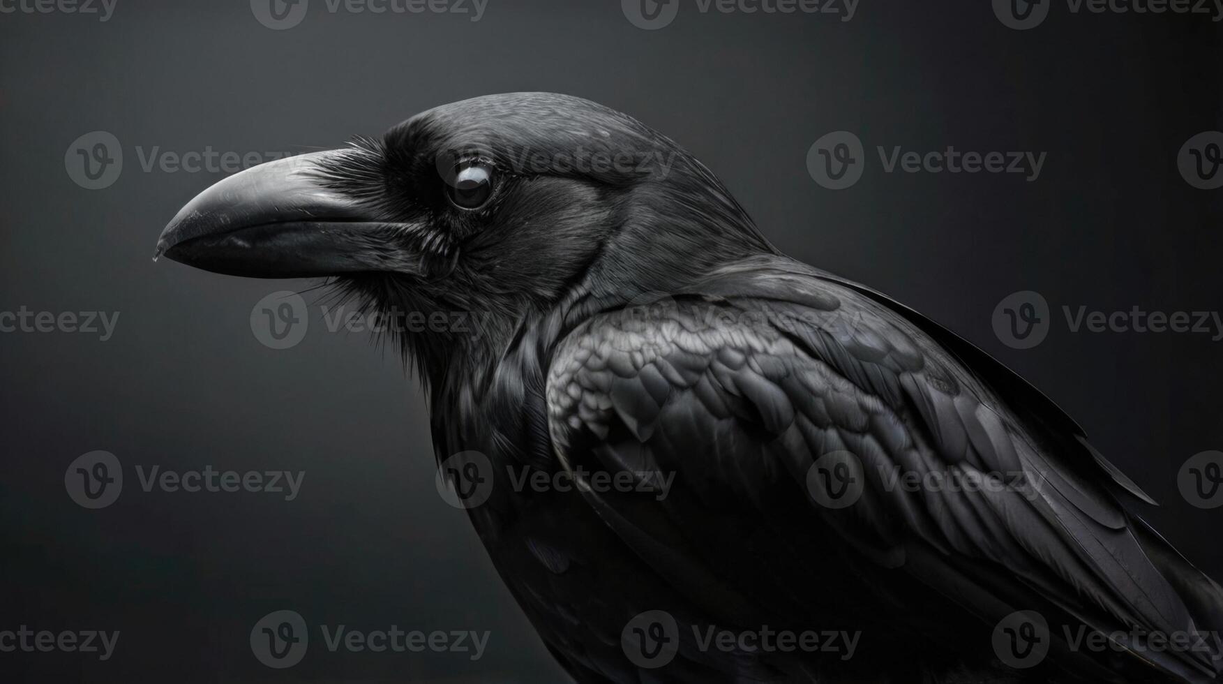 black raven on black background photo