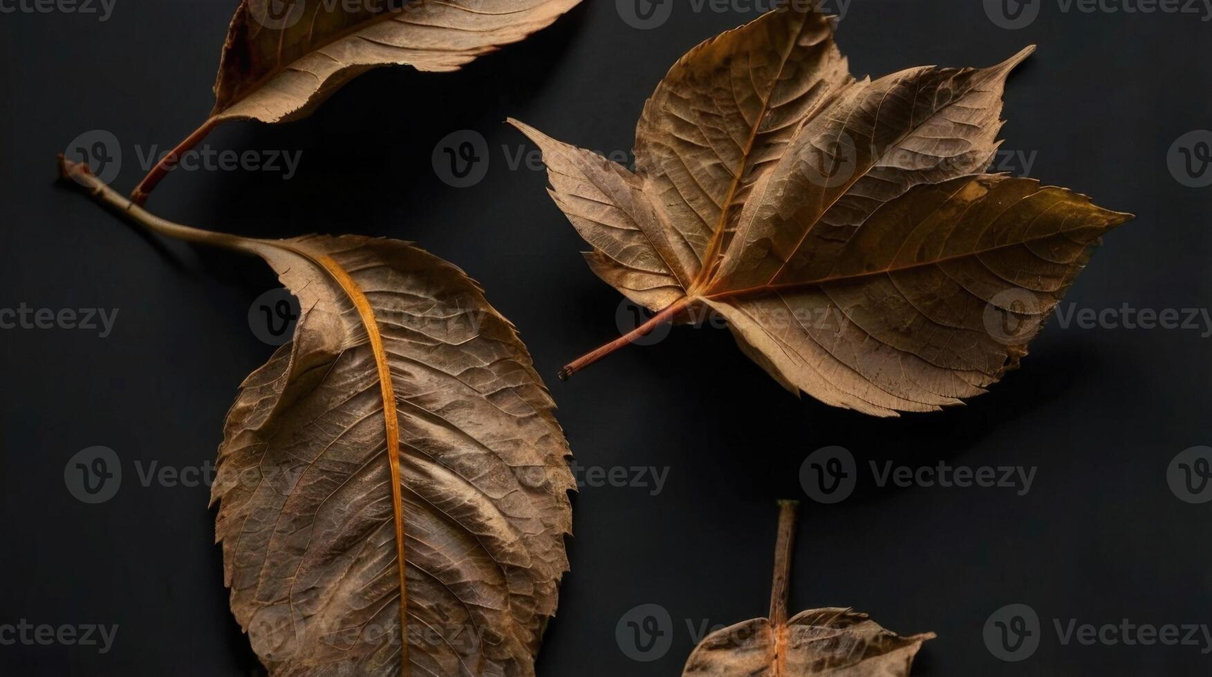 hojas de otoño sobre fondo negro foto