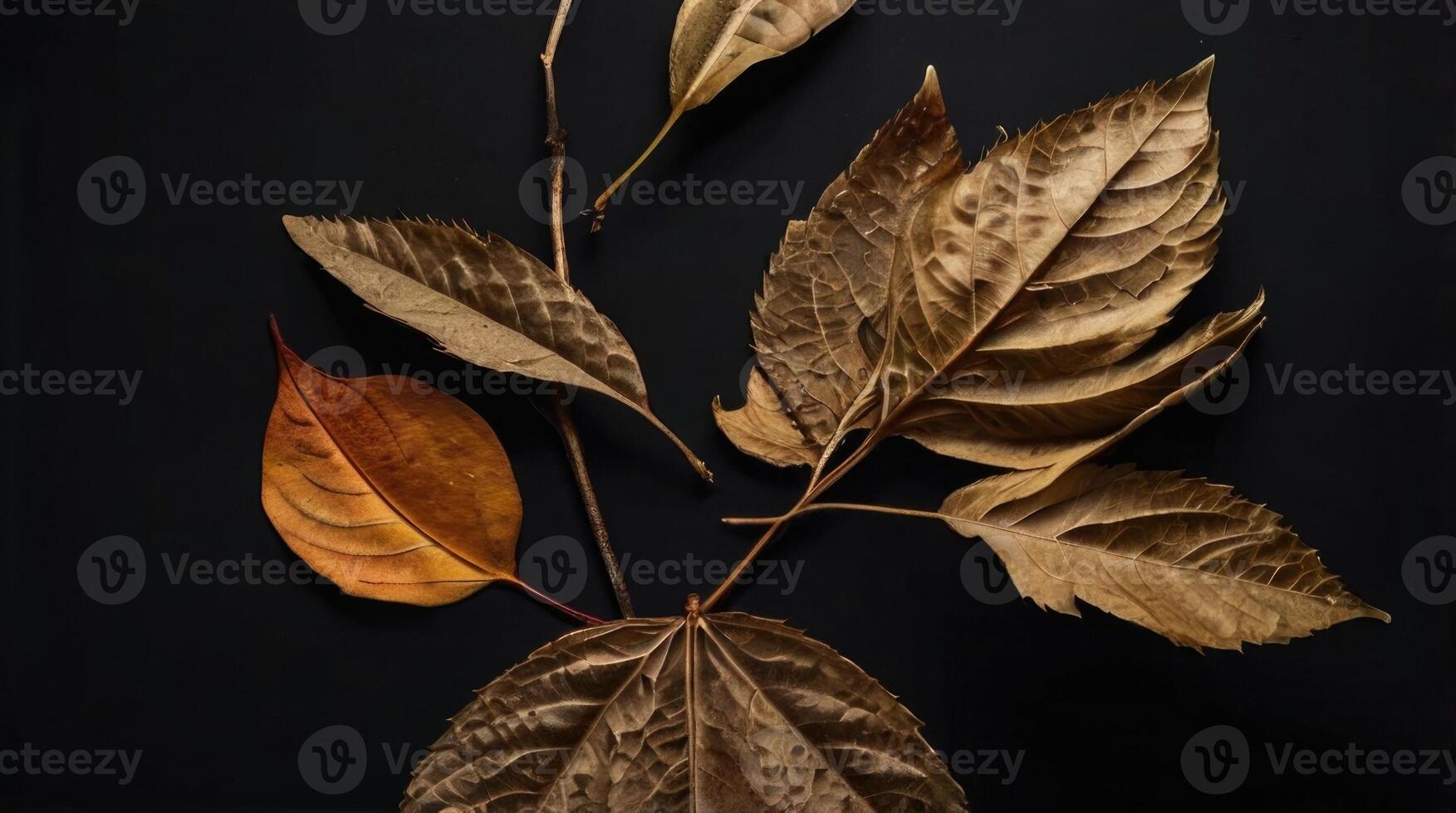 autumn leaves on black background photo