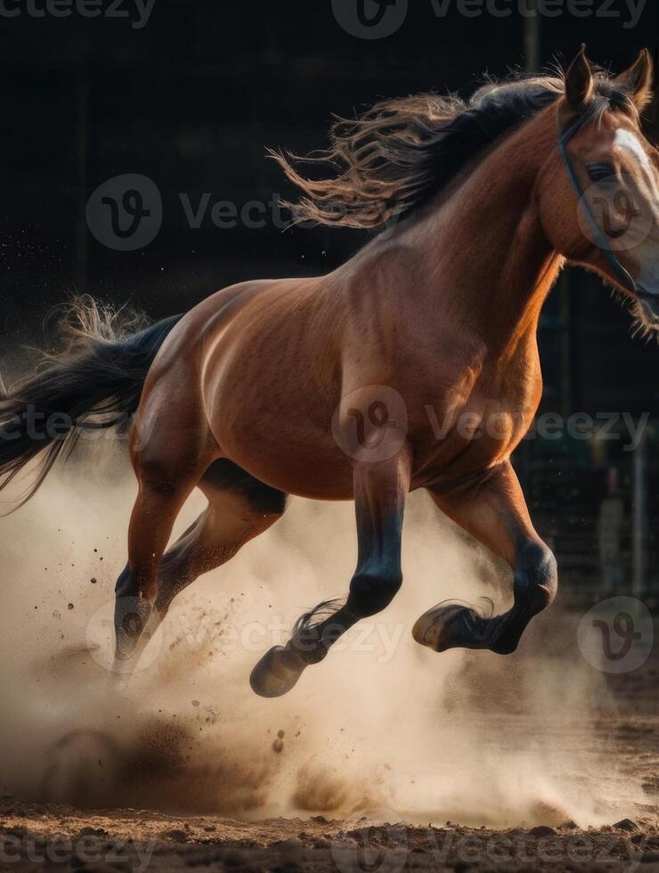 a horse running in the dirt photo