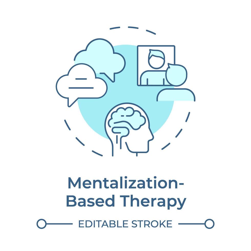 Mentalization-based therapy soft blue concept icon. Mental disorder, psychotherapy. Round shape line illustration. Abstract idea. Graphic design. Easy to use in infographic, presentation vector