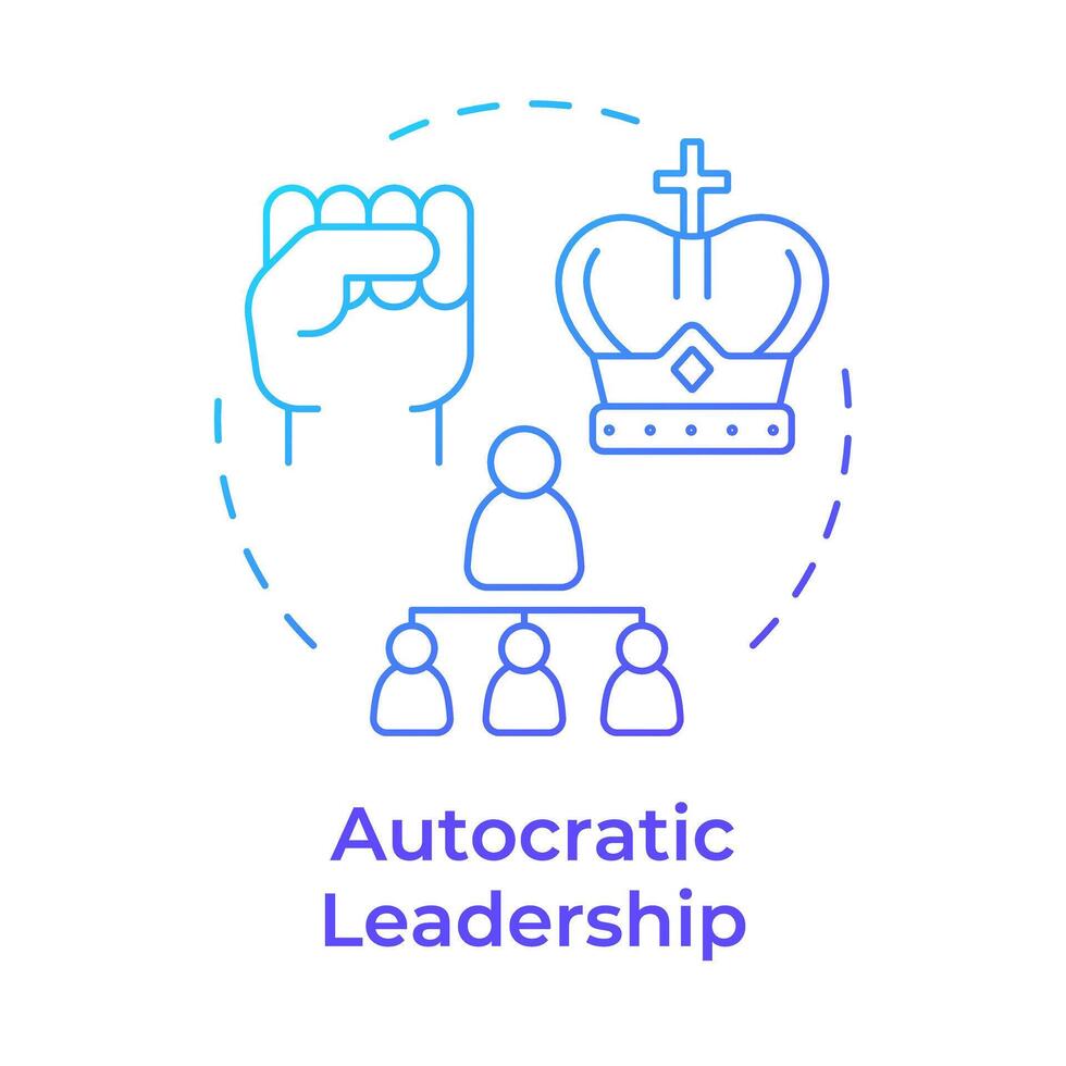 Autocratic leadership blue gradient concept icon. Decision making, organizational structure. Round shape line illustration. Abstract idea. Graphic design. Easy to use in infographic, presentation vector