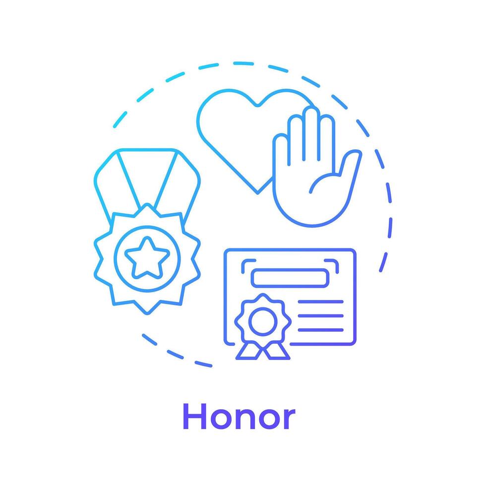 Soldiers honor blue gradient concept icon. Selfless military service. Allegiance philosophy. Round shape line illustration. Abstract idea. Graphic design. Easy to use in infographic, presentation vector