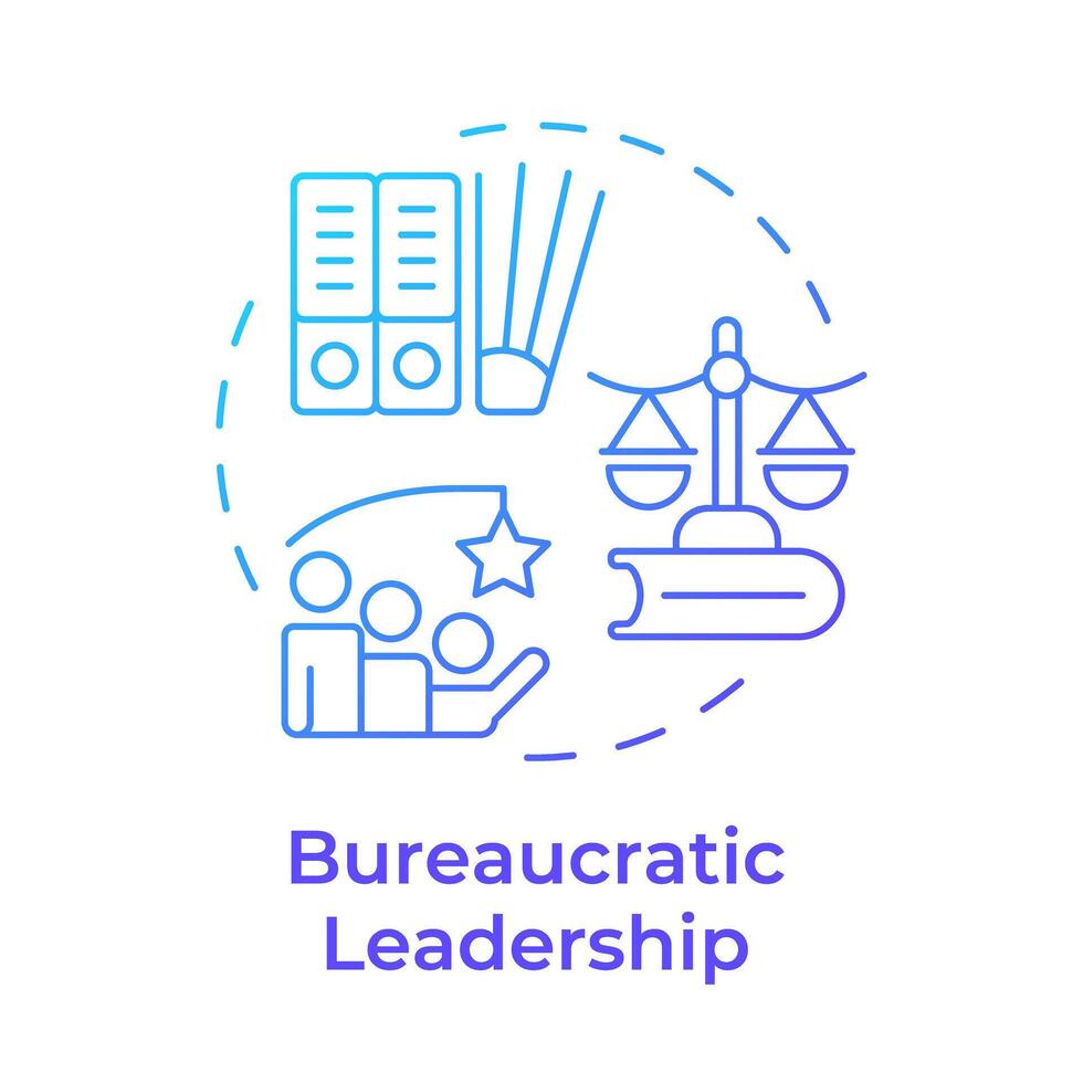 Bureaucratic leadership blue gradient concept icon. Policy guidelines. Teamwork organization. Round shape line illustration. Abstract idea. Graphic design. Easy to use in infographic, presentation vector
