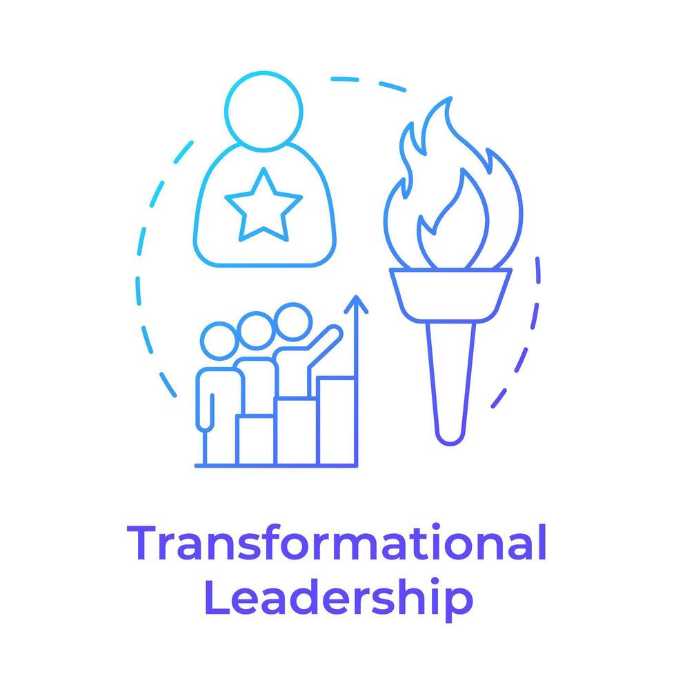 Transformational leadership blue gradient concept icon. Personal growth. Team members cooperation. Round shape line illustration. Abstract idea. Graphic design. Easy to use in infographic vector