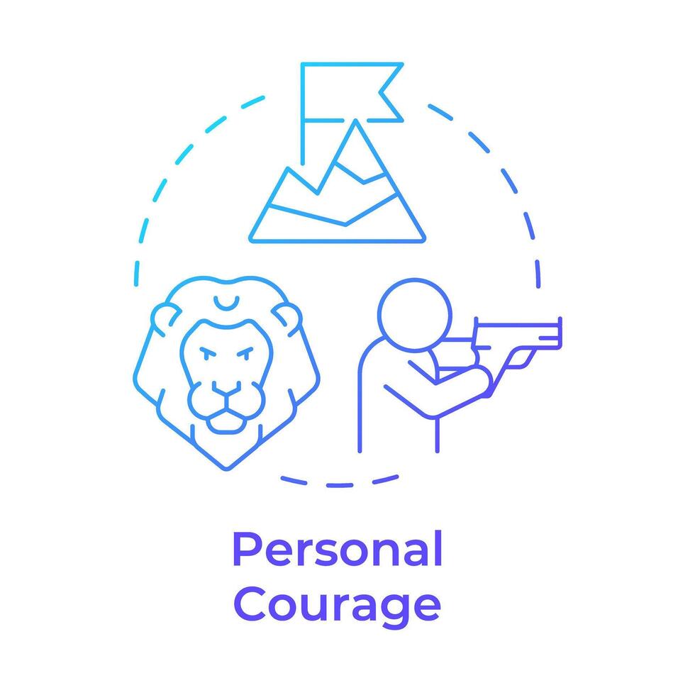 Personal courage blue gradient concept icon. Combat training, resilience. Army values, duty. Round shape line illustration. Abstract idea. Graphic design. Easy to use in infographic, presentation vector