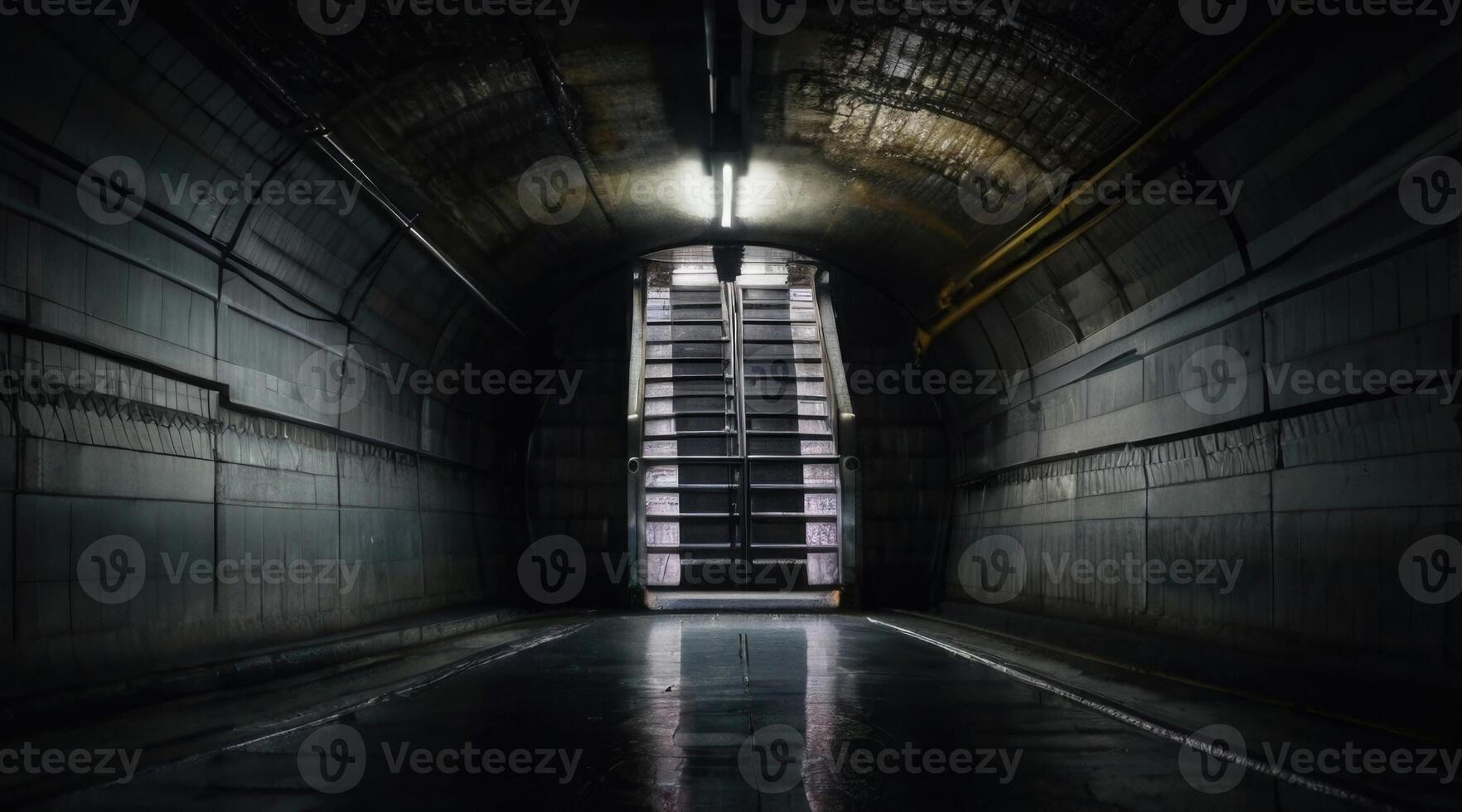 a long tunnel with a light at the end photo