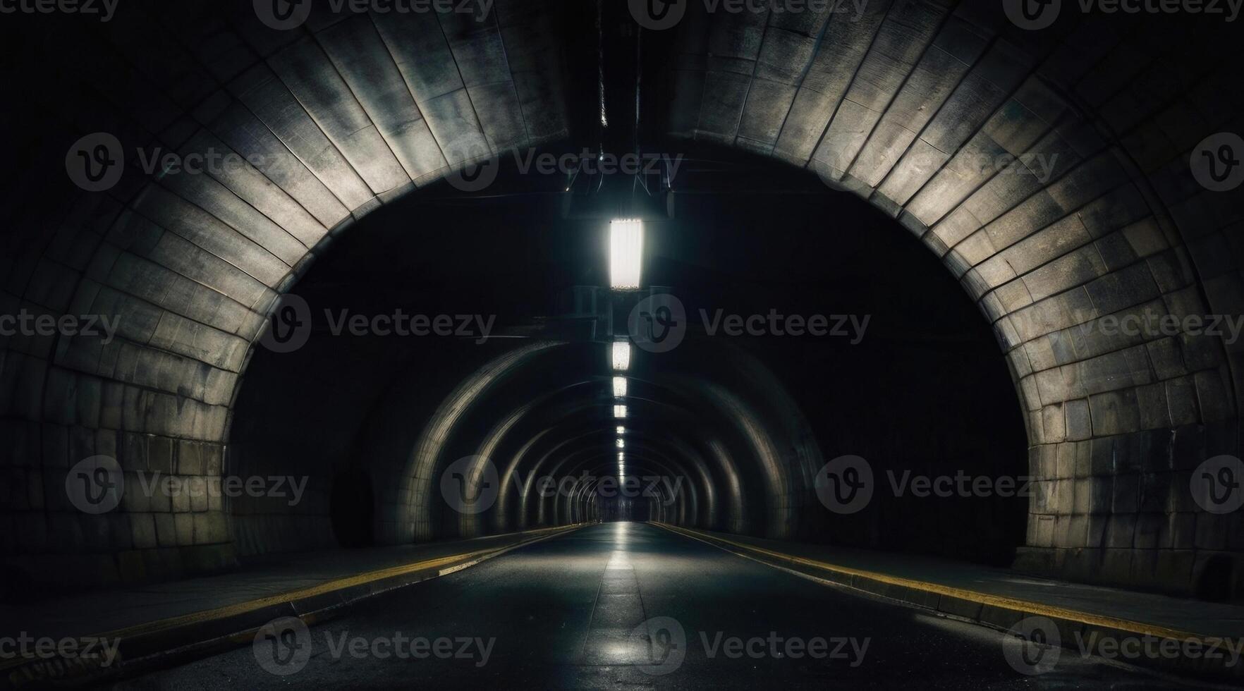 a long tunnel with a light at the end photo
