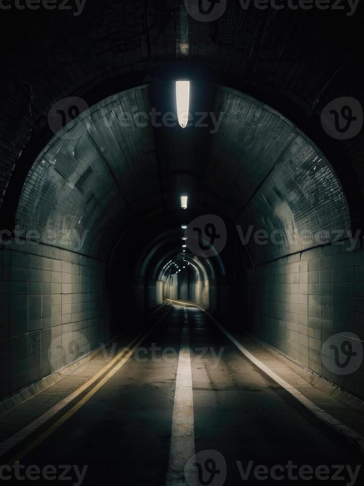 a long tunnel with a light at the end photo