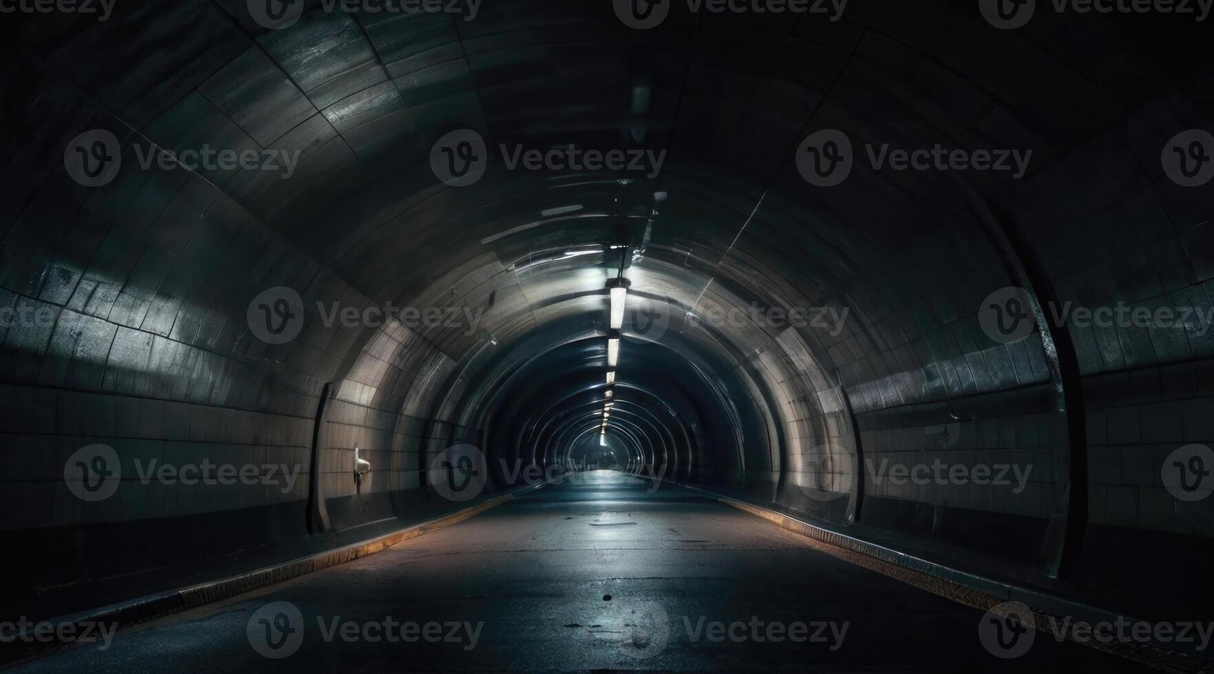 a long tunnel with a light at the end photo