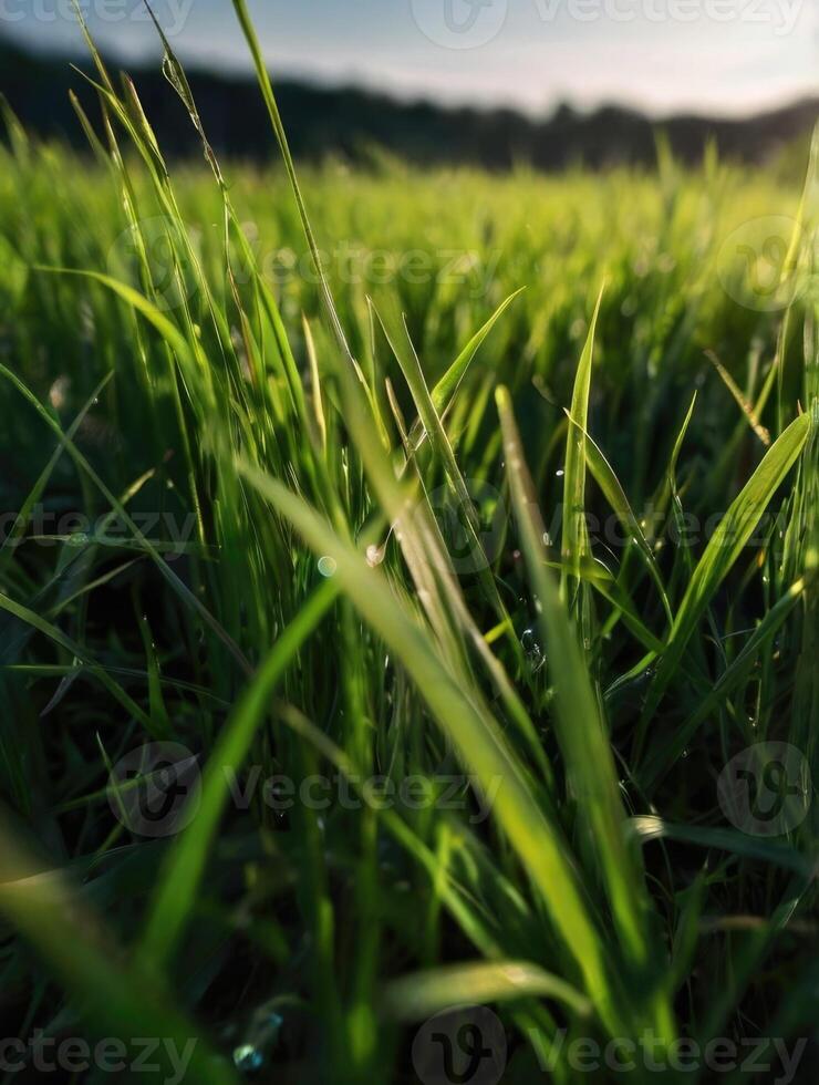 a close up of grass in the sun photo
