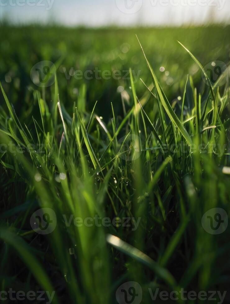 a close up of grass in the sun photo