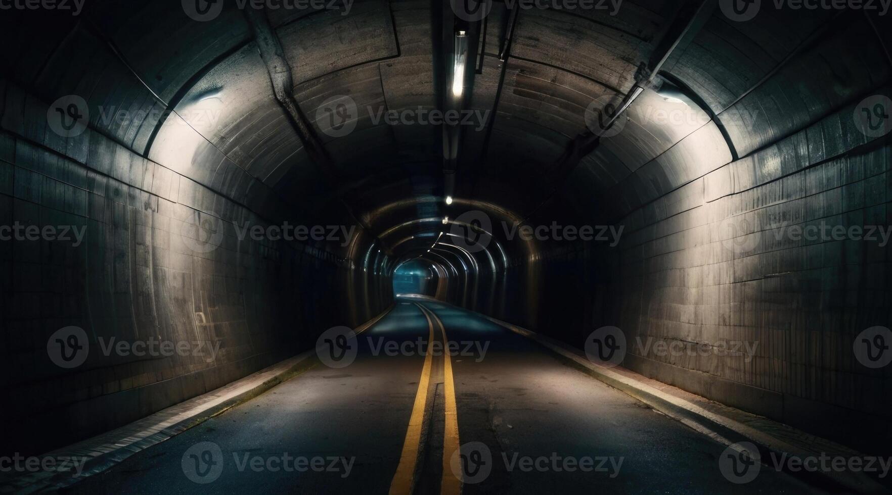 a long tunnel with a light at the end photo