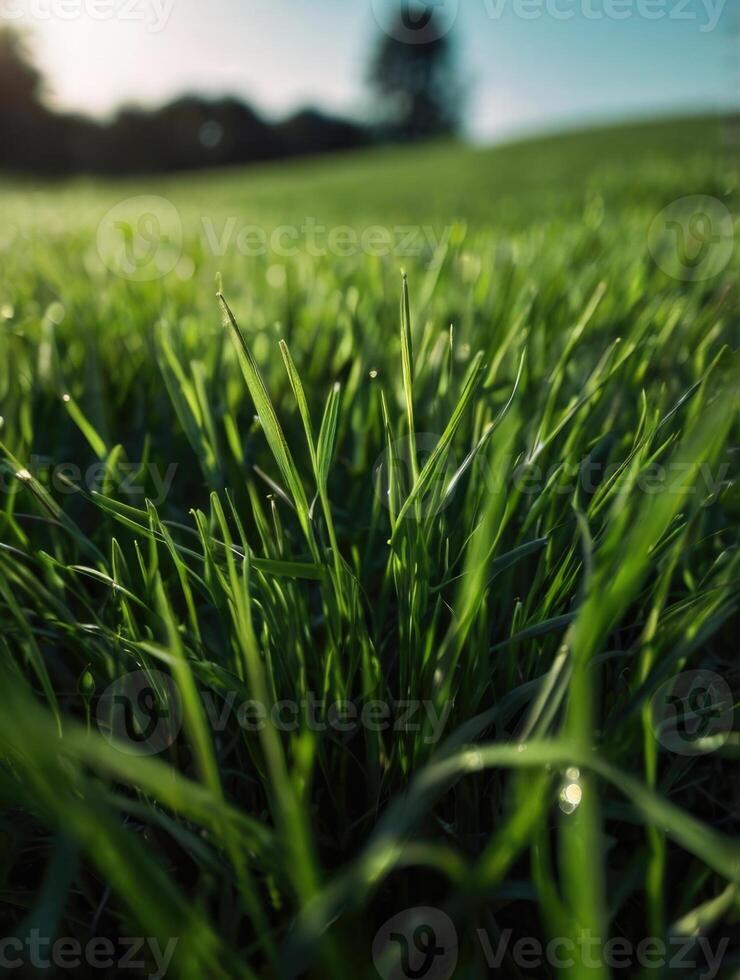 a close up of grass in the sun photo
