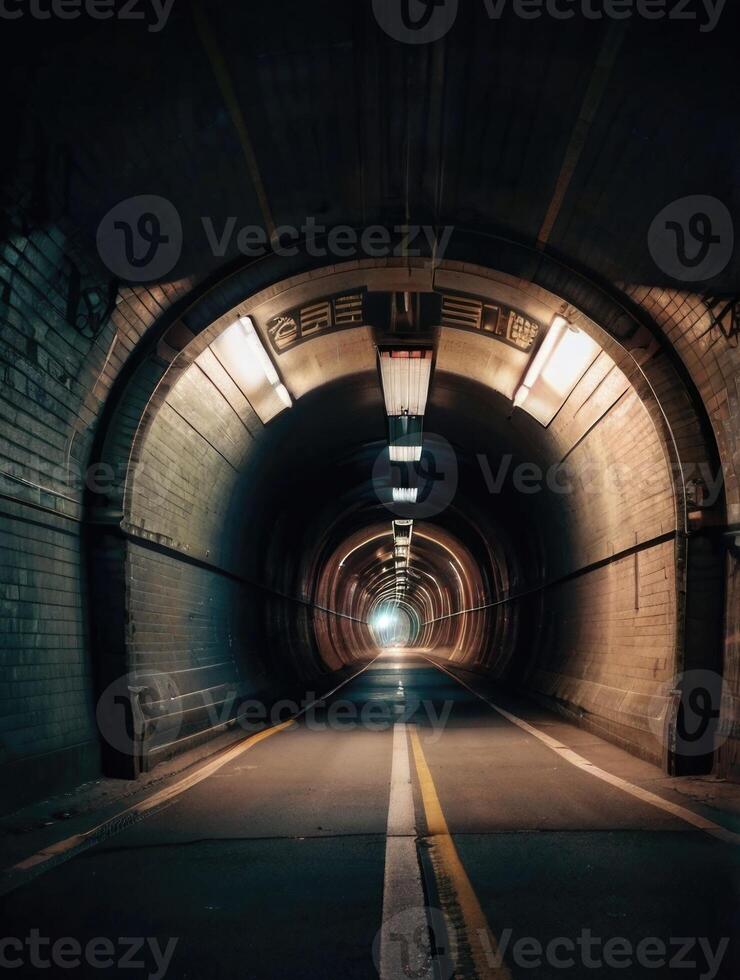 a long tunnel with a light at the end photo